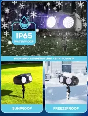 Outdoor Christmas Snowflake Projector Lights Cord Powered Waterproof IP65 Remote
