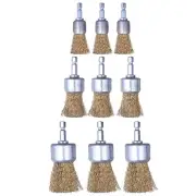 9 Pack Wire Brush End Brush Set Wire Brush For Drill 1/4 Inch Hex Shank Arbor 0.