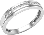 [Dazzlingrock Collection] 0.12 Carat (ctw) Round White Diamond Mens Anniversary Wedding Band, 925 Sterling Silver