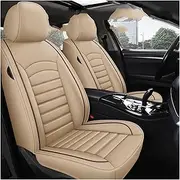 Car Seat Cushion Leather Universal Car Seat Covers for BMW X1 X6 X4 X3 X5 F10 F20 520 525 320 E36 E46 Interior Seat Protector(Beige)