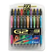 Pilot G2 Premium Retractable Gel Ink Pen Assorted Ink .7mm 20/Set 31294