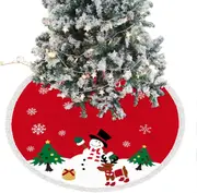 120cm Christmas Tree Skirt, 3D Christmas Snowman Decoration with Fringe and Snowflake Pattern, Red Christmas Tree Skirt, Christmas Tree Decorations