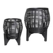 2x J. Elliot Whittaker Black 51cm/36cm Planters Home Decor Plant Container Set
