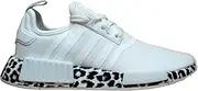 [adidas] Women's NMD_r1 Sneaker, White/Black/Leopard Print, 7