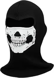 [Fehodun] Ghost Balaclava Call of Duty Balaclava Ghost Skull Full Face Mask COD Ghost Print Mask Windproof Warmers Ski Headwear Halloween Cosplay Horror Costumes Mask, Black, One Size