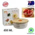 Maître Chef 650ml Round Glass Meal Prep Container with Vented Bamboo Lid