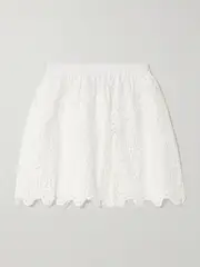[FRAME] FRAME - The Deco Scalloped Broderie Anglaise Cotton-poplin Mini Skirt - White - large large White