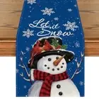 Snowman Let It Snow Winter Table Runner, Seasonal Table Runner, 13" x 72" Blue