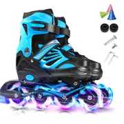 Adjustable Illuminating Inline Skates With Light Up Wheels Blue S