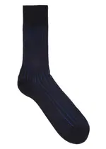 Falke Shadow Black Ribbed Cotton Socks, Socks, Blue - 41-42 41-42