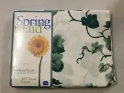 Vintage Springmaid IVY ARBOR 180 Percale Full Flat Sheet Green and White USA New