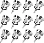 12Pcs Guitar Strap Locks Metal Strap Buttons Metal End Pins Flat Head for Acous