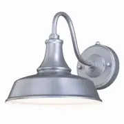 Dorado 1-Light Dusk to Dawn Satin Silver and White Farmhouse Barn Dome Outdoor