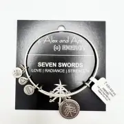 Alex and Ani Seven Swords Bangle Silver Tone Bracelet