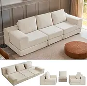 108" Modular Couch Cloud Sofa, 6-in-1 Convertible L Shaped Couch Sectional Sofa Loveseat, Corduroy Modern Couches for Living Room Bedroom Apartment, No Assembly Required, Beige