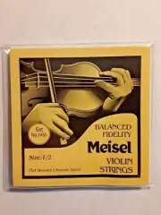 MEISEL 1/2 SIZE VIOLIN STRINGS, FLAT WOUND CHROME STEEL, NEW, OLD STOCK