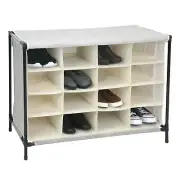 Simplify 16 Pair Stackable Shoe Rack Organizer with Cover for Closet Bedroom & E