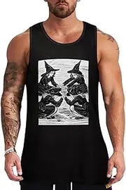[NQHJT] Men Tank Tops Witch Prayed Sleeveless T Shirts for Men's Fitness Quick Dry Gym Tank Top for Men