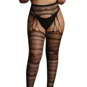 Le Desir Striped Suspender Pantyhose