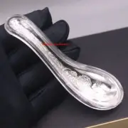 Solid 999 Fine Silver Spoon Lucky Peony Pattern Dinner Spoon 4.09" For Adult