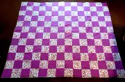 COUNTRY COTTTAGE GARDEN OF PINK FLOWERS & FUSCIA PATCHWORK THROW QUILT & PILLOW