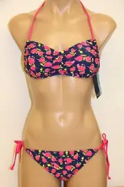 NWT Splendid Swim Swimsuit Retro Bikini Bra 2pc set Size S Sweetheart Tie Side