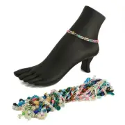 Dozen 12 Daisy Bugle Colorful Glass Beads Anklet Hand Beaded Guatemala Lot Pack