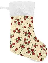 Amooorous Vintage Red Rose Christmas Stocking Big Stockings with Plush Cuff Stocking Xmas Holiday Decor for Stairs Bed Kitchen