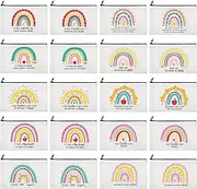 Saintrygo 20 Pieces Teacher Gifts Makeup Bags Bulk Canvas Survival Kit Cosmetic Bag Zippered Pencil Case Appreciation Gifts Travel Toiletry Pouch for Graduation Teachers Day, Multicolor, Rainbow