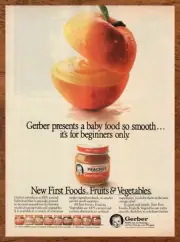 1986 Geber Baby Food Peaches Vintage Print Ad/Poster 80s Retro Art Décor Fruits
