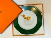 Hermes Chass Series Plate Green Dog 25.5Cm Cocker Spaniel Print Picture