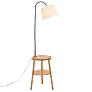 Naples Tripod Floor Lamp Shelf Storage Drawer Bed Side Table Light w/ USB Charger