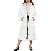 Nevenka Women Winter Puffer Coat Waterproof Warm Hooded Maxi Long Down Jacket-White