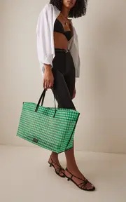 [STAUD] Christos Large Gingham-Mesh Tote Bag