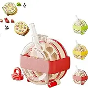 My Crush Cup Ice 2-in-1 Cool Summer Ice Bottle Cup,Portable Cube Tray, with Straw & Lid Touch-Touch Free Cube Trays with Lid,Easy Press to Release, for Picnics Travel Home (red,300ml)