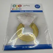 New 26 Inch Diamond Wedding Ring Mylar Foil Party Balloon 26” Engagement