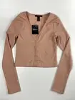 Forever 21 Rose Fittend Full Button Small Long Sleeve Pink New