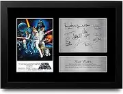 HWC Trading FR A4 Star Wars New Hope Cast Mark Hamill, Carrie Fisher, Harrison Ford Gifts Printed Signed Autograph Picture for Movie Memorabilia Fans - A4 Framed