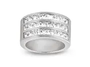 2.73ct Diamond Wedding Band Ring 3Row 10k White Gold Princess Channel GH I1