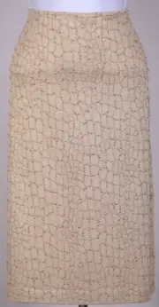 NWT ST.JOHN Women's Metallic Gold Beige Studs Throughout Shimmer Skirt Sz 14