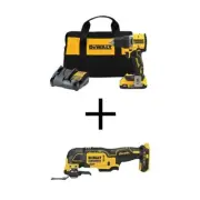 DEWALT Compact Drill/Driver Kit 20V Li-Ion Brushless Cordless + Oscillating Tool