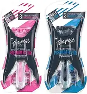 Ladies Triple Blade Razor- Stainless Steel Blades with Grip Designed Handles and Lubricating Strips for Smooth Shave, Sensitive Care Razor and Blades For Women, Great Grip and Control