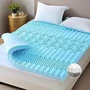 JFHID 8CM Thick Cooling Mattress Topper with Bamboo Cover, Memory Foam Mattress Topper w/Infused Cooling Gel, 7-Zone Comfort Support Mattress Protector for Bedroom, RV, Camper, King Single
