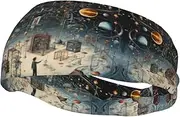 [CADREWY] Physics Print Print Stylish Sports Sweatband Stretchy Breathable and Moisture Wicking Headband for Gym