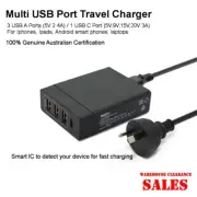 High Power 72W 4USB Multi Port AU Plug AC Power Travel Home Charger Station