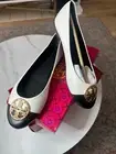 Tory Burch BRAND NEW Chelsea Cap Toe Ballet Flats Ivory & Black Cream Size 8
