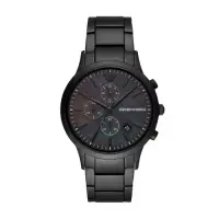 在飛比找Yahoo奇摩購物中心優惠-EMPORIO ARMANI前衛潮流黑鋼計時腕錶43mm(A