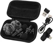 BAZEITFLOW Cordless Lapel Microphone Compact Clip-on Mic for Interviews Smart Noise Reduction Type-c Usb Compatible