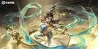Anime 3q studio drawing women brunette long hair blue Play Gaming Mat Desk