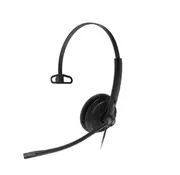 Yealink YHS34 Mono Wired Headset with QD to RJ Port, Wideband Noise-Canceling Headset, Monaural Ear, RJ9, QD Cord, Leather Ear Piece, Hearing Protecti YHS34-M